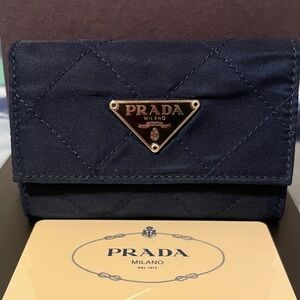 Prada Midnight Blue Nylon Quilted Key Holder